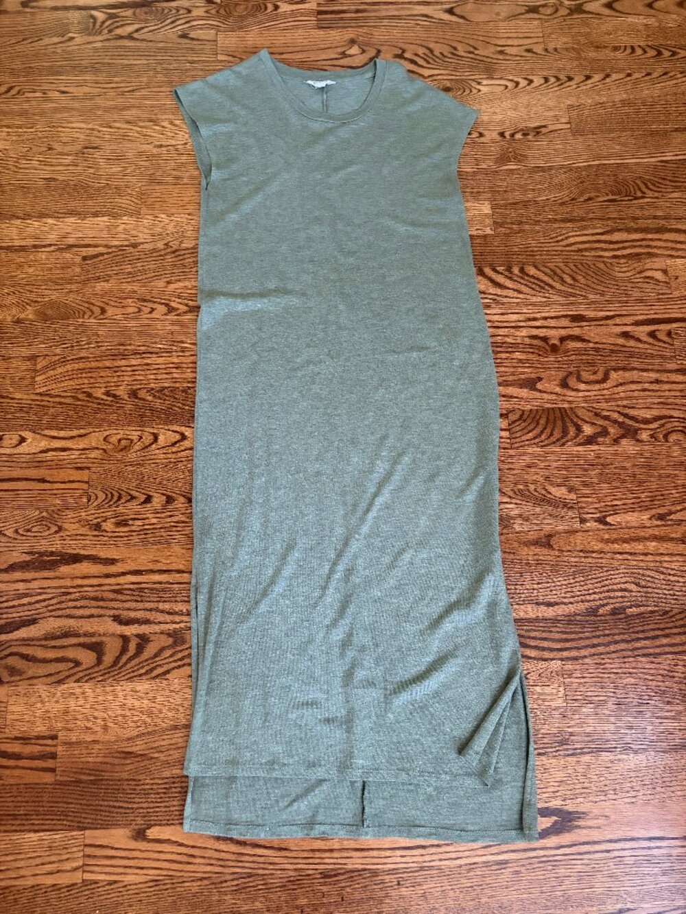 Madewell Muscle Midi Dress Pine Heather Green Sz Small Side Slit Gorpcore H7125